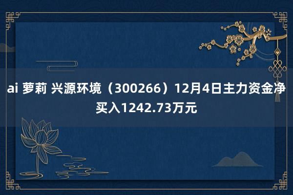 ai 萝莉 兴源环境（300266）12月4日主力资金净买入1242.73万元