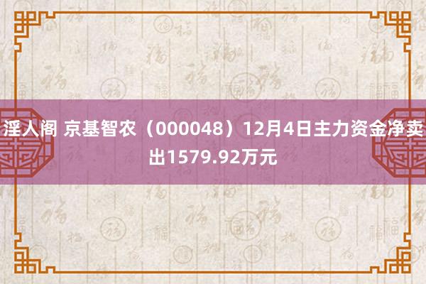 淫人阁 京基智农（000048）12月4日主力资金净卖出1579.92万元
