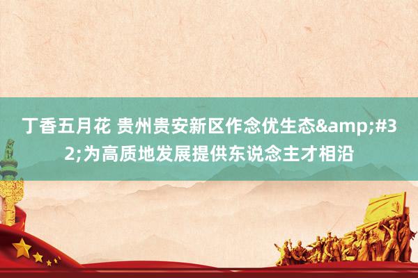 丁香五月花 贵州贵安新区作念优生态&#32;为高质地发展提供东说念主才相沿