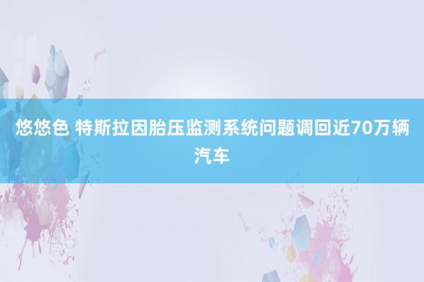 悠悠色 特斯拉因胎压监测系统问题调回近70万辆汽车