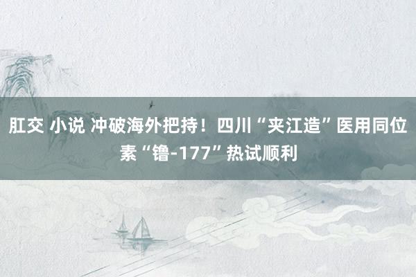 肛交 小说 冲破海外把持!四川“夹江造”医用同位素“镥-177”热试顺利