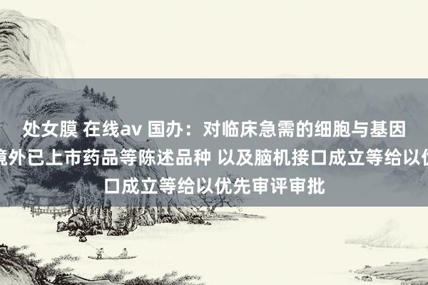处女膜 在线av 国办：对临床急需的细胞与基因搭救药物、境外已上市药品等陈述品种 以及脑机接口成立等给以优先审评审批