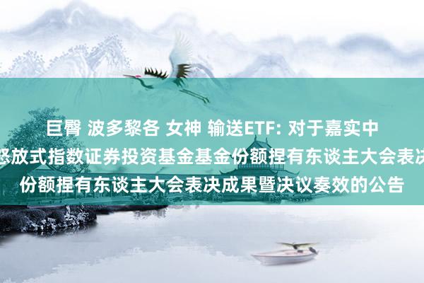 巨臀 波多黎各 女神 输送ETF: 对于嘉实中证内地输送主题往复型怒放式指数证券投资基金基金份额捏有东谈主大会表决成果暨决议奏效的公告