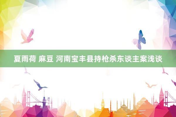 夏雨荷 麻豆 河南宝丰县持枪杀东谈主案浅谈