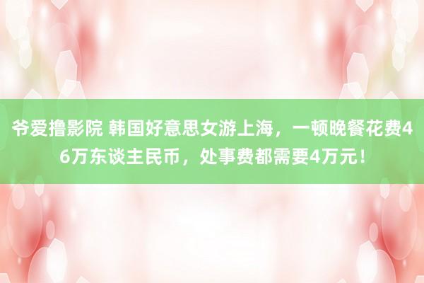 爷爱撸影院 韩国好意思女游上海，一顿晚餐花费46万东谈主民币，处事费都需要4万元！