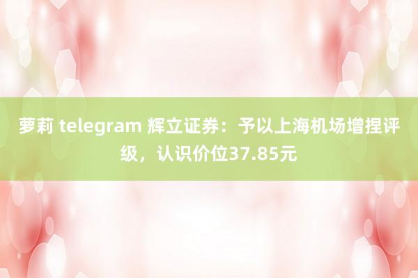 萝莉 telegram 辉立证券：予以上海机场增捏评级，认识价位37.85元