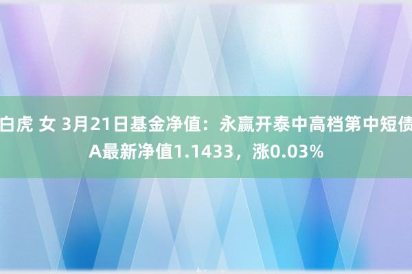 白虎 女 3月21日基金净值：永赢开泰中高档第中短债A最新净值1.1433，涨0.03%