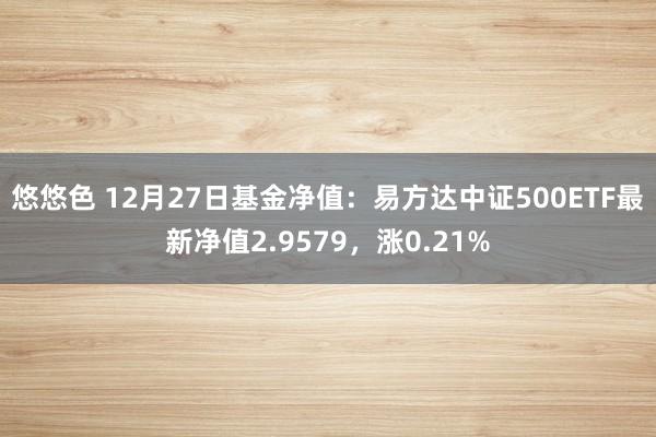 悠悠色 12月27日基金净值：易方达中证500ETF最新净值2.9579，涨0.21%