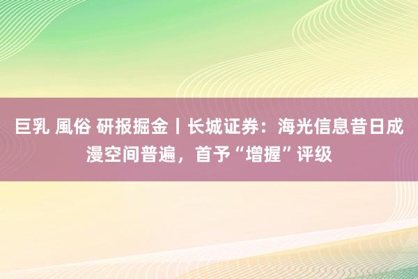 巨乳 風俗 研报掘金丨长城证券：海光信息昔日成漫空间普遍，首予“增握”评级