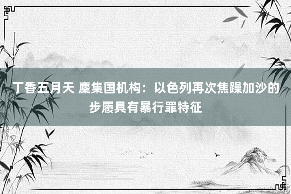 丁香五月天 麇集国机构：以色列再次焦躁加沙的步履具有暴行罪特征