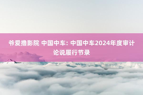 爷爱撸影院 中国中车: 中国中车2024年度审计论说履行节录
