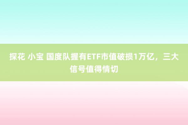 探花 小宝 国度队握有ETF市值破损1万亿，三大信号值得情切