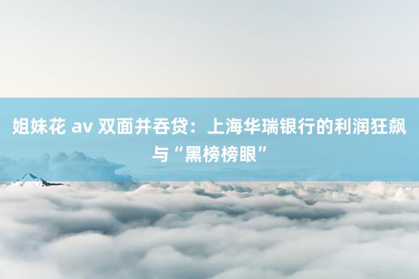 姐妹花 av 双面并吞贷：上海华瑞银行的利润狂飙与“黑榜榜眼”