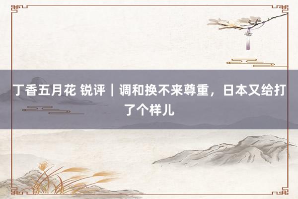 丁香五月花 锐评｜调和换不来尊重，日本又给打了个样儿