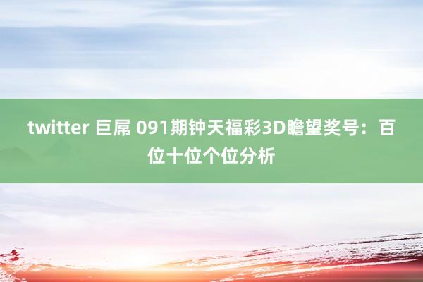 twitter 巨屌 091期钟天福彩3D瞻望奖号：百位十位个位分析